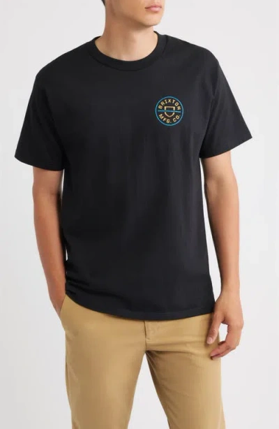 Brixton Crest Cotton Graphic T-shirt In Multi