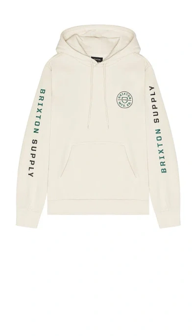 Brixton Crest Hoodie In Cream