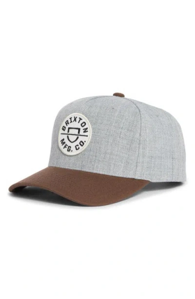 Brixton Crest X Mp Snapback Baseball Cap In Blue