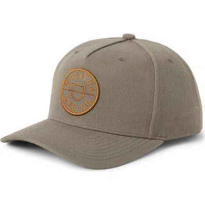 Brixton Crest X Mp Snapback Baseball Cap In Gray
