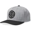 Brixton Crest X Mp Snapback Baseball Cap In Heather Grey/black