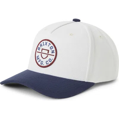 Brixton Crest X Mp Snapback Baseball Cap In Blue