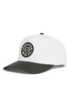 Brixton Crest X Mp Snapback Baseball Cap In White