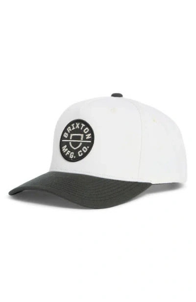 Brixton Crest X Mp Snapback Baseball Cap In White
