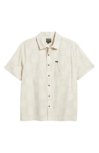 Brixton Cru Checker Short Sleeve Button-up Shirt In Gold
