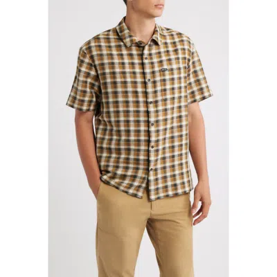 Brixton Cru Plaid Linen Blend Short Sleeve Shirt In Multi