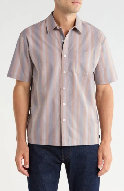 Brixton Cru Relaxed Fit Short Sleeve Shirt In Gray