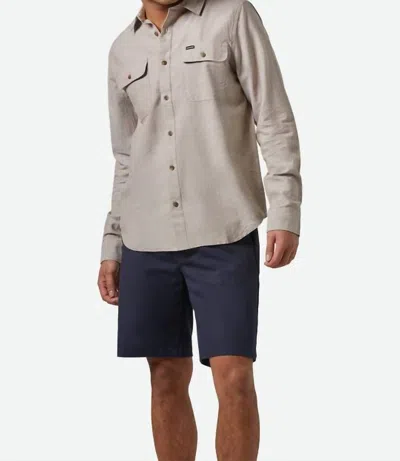 Brixton Daily Cotton Long Sleeve Shirt In Khaki In Gray