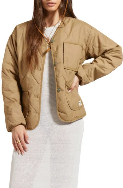 Brixton Delilah Water Repellent Quilted Jacket In Khaki