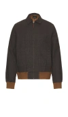 Brixton Dillinger Houndstooth Bomber Jacket In Black Houndstooth