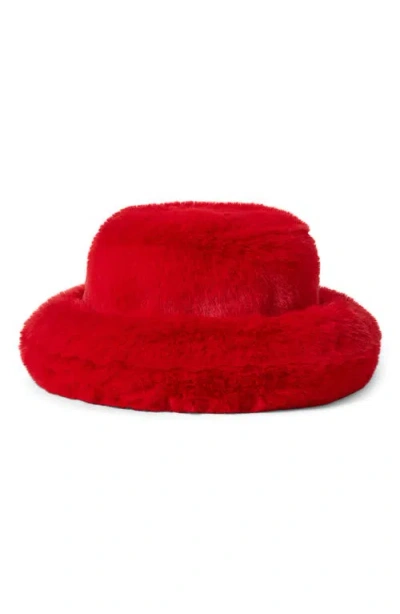 Brixton Dion Faux Fur Packable Hat In Red