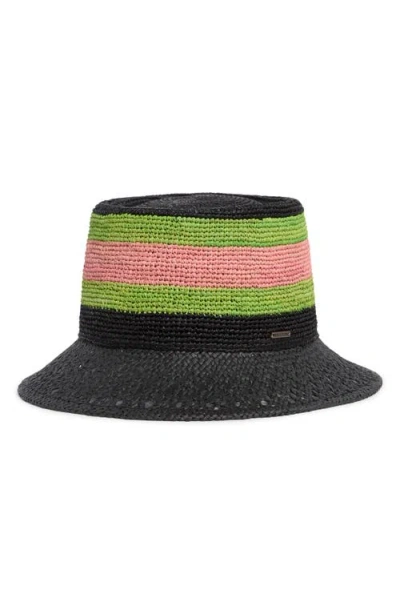 Brixton Ellee Festival Straw Bucket Hat In Black