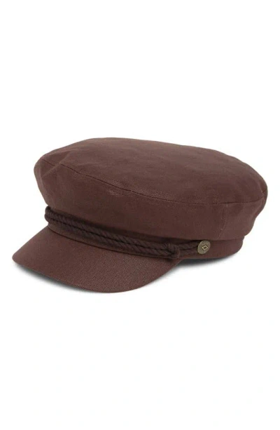 Brixton Fiddler Cotton Newsboy Cap In Sepia/ Sepia