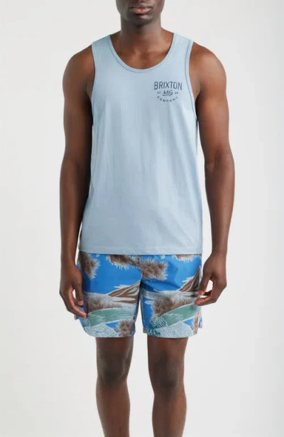 Brixton Fremont Logo Tank Top In Blue