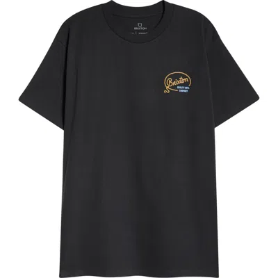 Brixton Gallatin Cotton Graphic T-shirt In Black