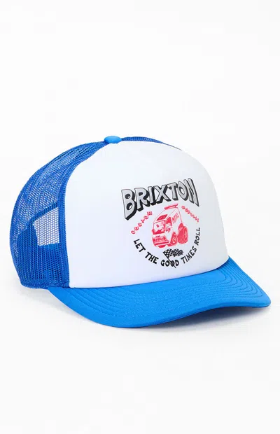 Brixton Garnet Netplus Trucker Hat In White/blue