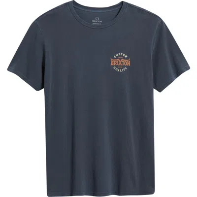 Brixton Gibson Graphic T-shirt In Washed Navy Worn Wash