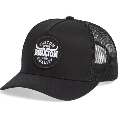Brixton Gibson Netplus® Trucker Hat In Black/black