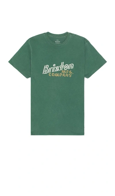Brixton Gustin Short Sleeve Tailored Tee In Trekking Green Worn Wash