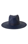 Brixton Harper Panama Straw Hat In Navy