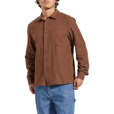 Brixton Hastings Solid Flannel Button-up Shirt In Pinecone Brown