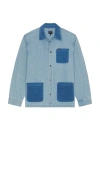 Brixton Herringbone Lightweight Chore Coat In Blue