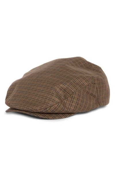 Brixton Hooligan Herringbone Driving Cap In Brown