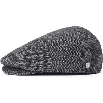 Brixton Hooligan Herringbone Driving Cap In Grey/black