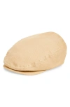 Brixton Hooligan Herringbone Driving Cap In Khaki/sand Herringbone
