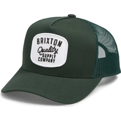 Brixton Hubal Netplus® Embroidered Logo Patch Snapback Trucker Hat In Green