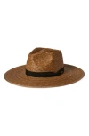 Brixton Jo Straw Rancher Hat In Tan/ Black