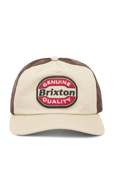 Brixton Keaton Netplus Trucker Hat In Sand & Sepia