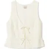 Brixton Lakeview Sleeveless Tie Front Top In Off White