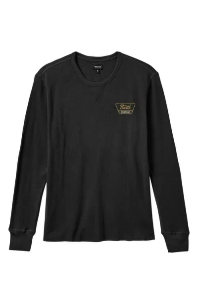Brixton Linwood Long Sleeve Thermal Cotton Graphic T-shirt In Black