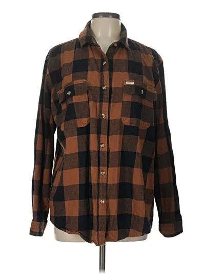 Pre-owned Brixton Long Sleeve Button Down Shirt In Brown