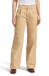 Brixton Ludlow High Waist Corduroy Pants In Oat Milk