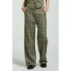 Brixton Ludlow High Waist Plaid Wide Leg Pants In Green