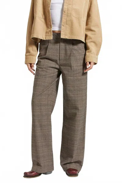 Brixton Ludlow Trouser Pants In Brown/cream Houndstooth