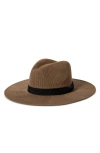 Brixton Lyons Packable Fedora In Dark Tan/black