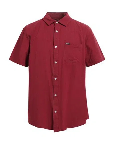 Brixton Man Shirt Burgundy Size M Cotton In Red
