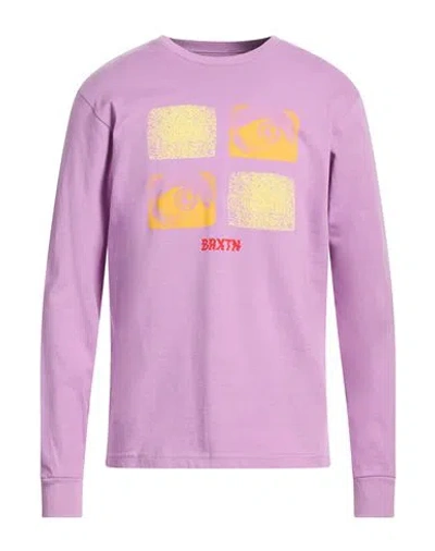 Brixton Man T-shirt Mauve Size M Organic Cotton In Purple