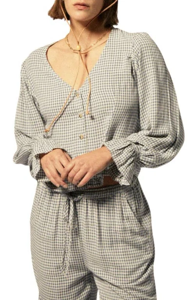 Brixton Meadow Gingham Check Button-up Shirt In Azure Blue Gingham