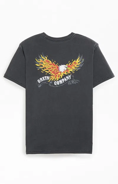 Brixton Men's Blazing Eagle T-shirt In Washed Black In Gray