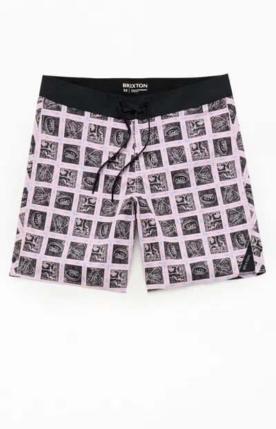 Brixton Men's Blitz 9" Boardshorts In Black/pink In Multi