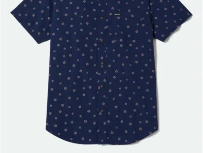 Brixton Men's Charter Button Down Shirt In Midnight Blue Geo