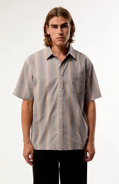 Brixton Men's Cru Printed Short Sleeve Shirt In Charcoal In Gray