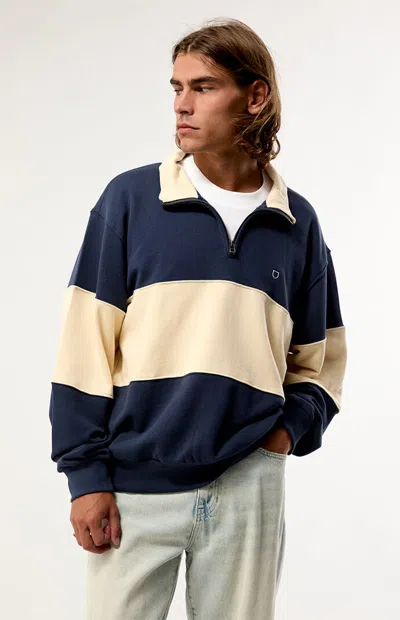 Brixton Men's Danville Quarter Zip Polo Sweater In Navy In Multi