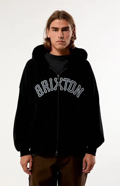 Brixton Men's Dugout Full Zip Hoodie In Black In Brown