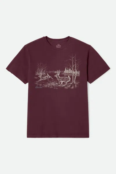 Brixton Men's Gallop Tee In Port Worn Wash In Purple