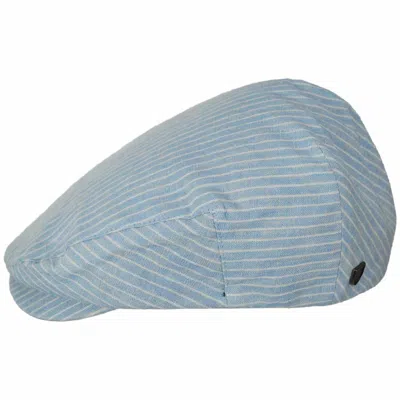 Brixton Men's Hooligan Linen Snap Cap In Light Blue With White Pin Stripe